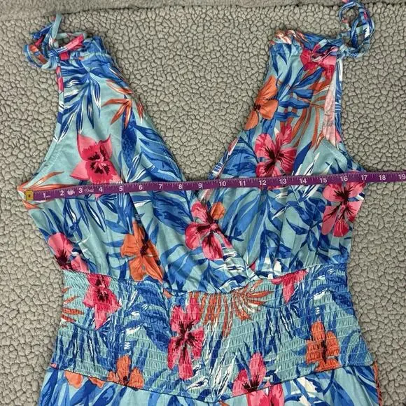 Lascana VS Womens Jumpsuit Faux Wrap Floral sz 10 Wide Leg Tropical bloomcore - Picture 8 of 16